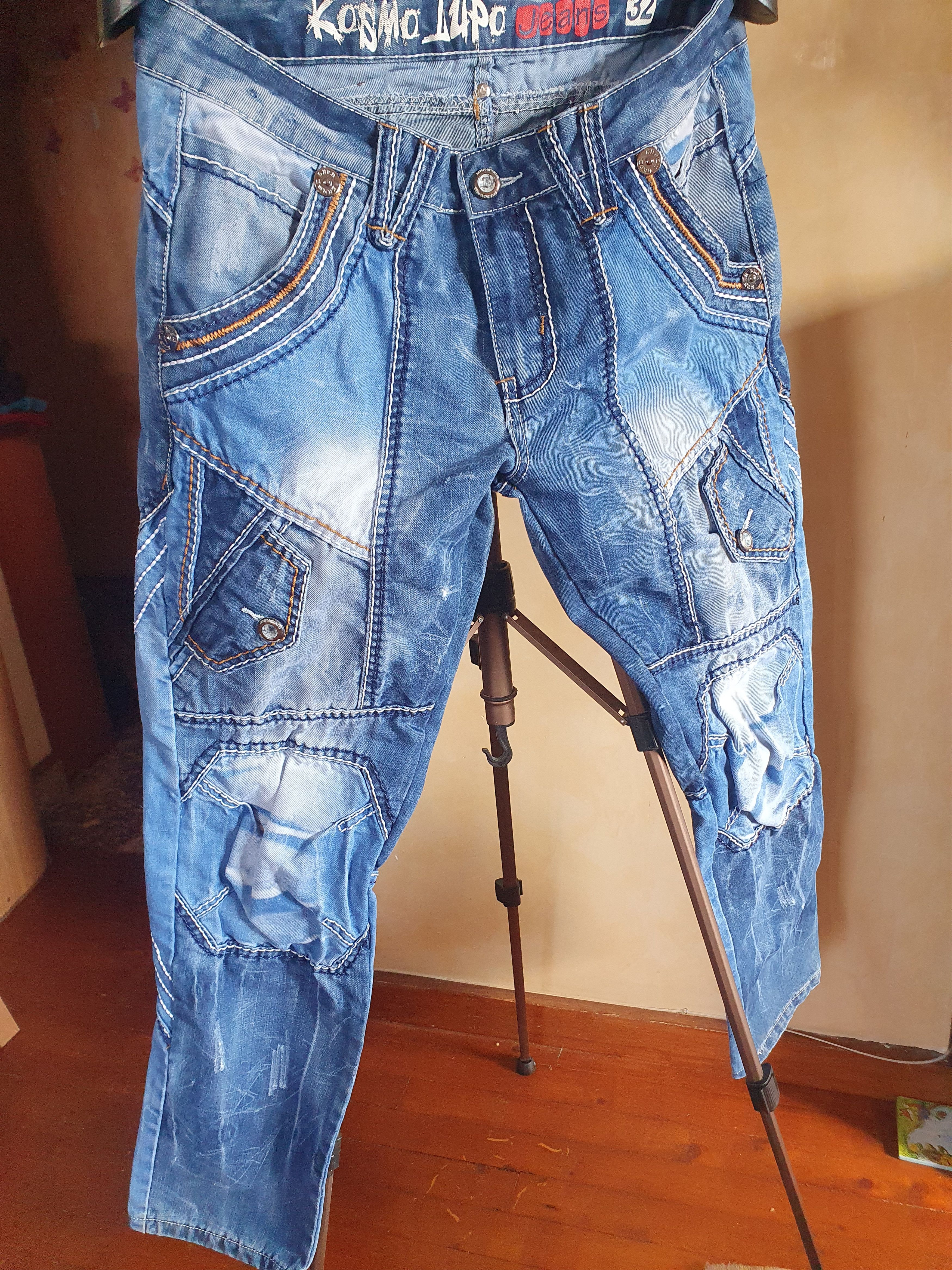 Other Kosmo Lupo Jeans Embroidered Patchwork Тhick Seams Size US 32 / EU 48 - 4 Thumbnail