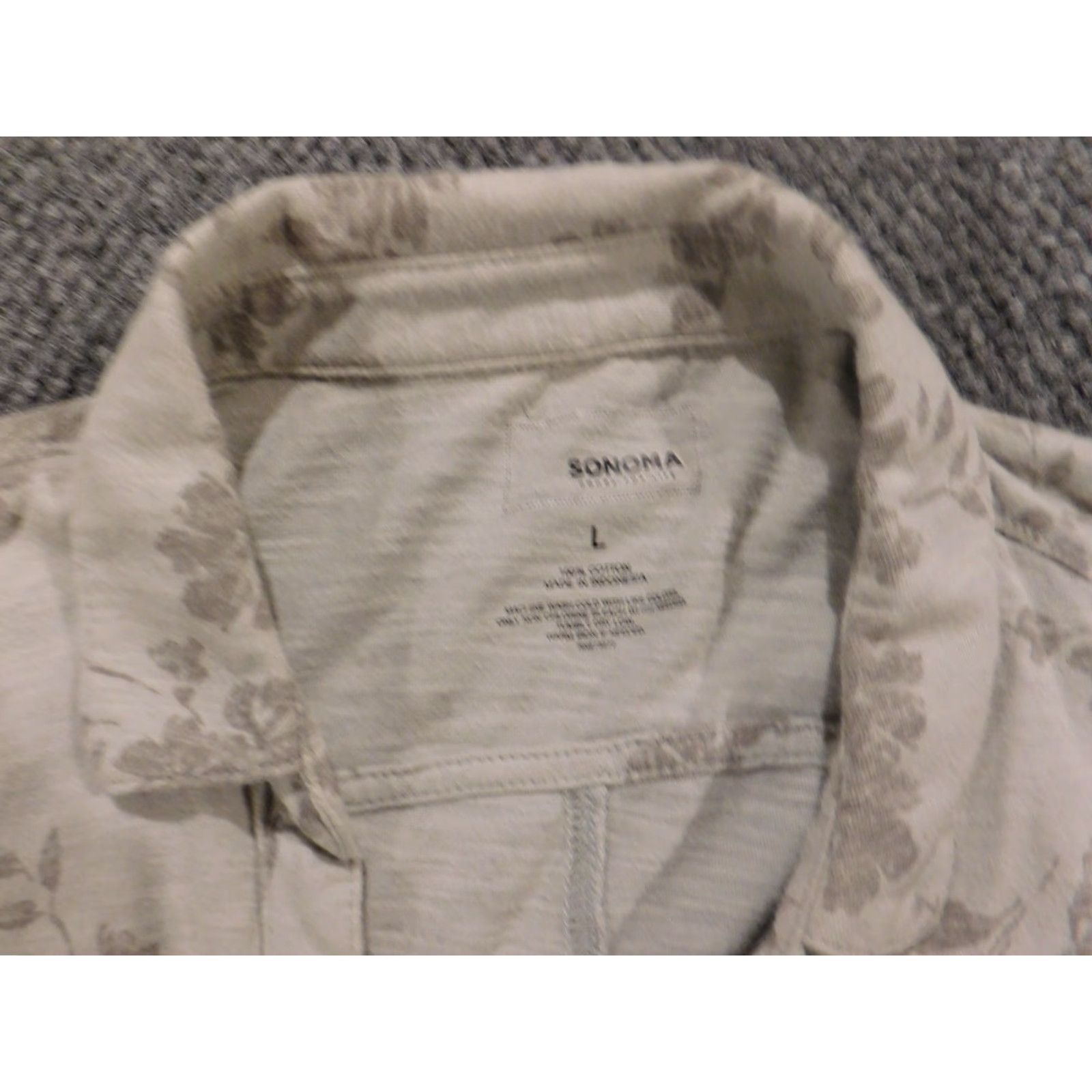 Vintage Sonoma Blouse Women L Gray Floral Button Down Stretch Casual Shirt Size L / US 10 / IT 46 - 7 Thumbnail