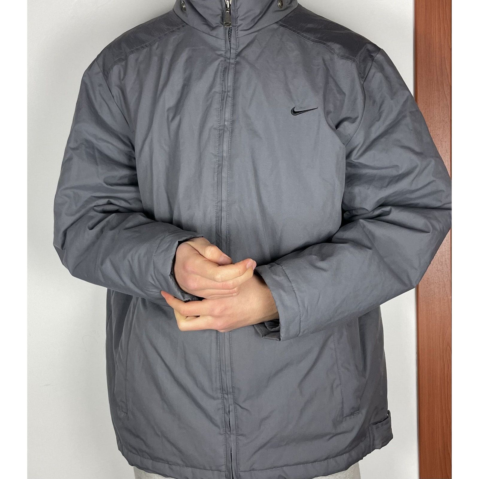Nike × Vintage Nike Men's Gray Long Sleeve Full Zip Winter Jacket Medium Size US M / EU 48-50 / 2 - 2 Thumbnail