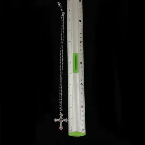 Jewelry Y2K Cross Necklace Punk Gothic Crystal Chain Size ONE SIZE - 4 Thumbnail