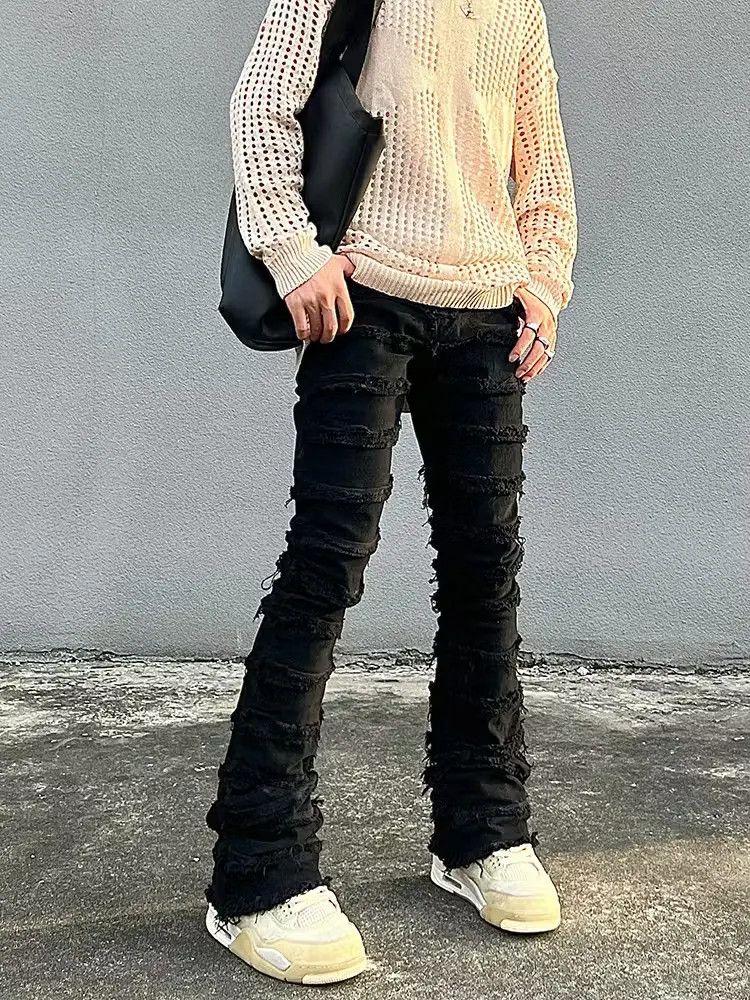 image of Vintage Faded Distressed Punk Ripped Pants in Black, Men's (Size 30)