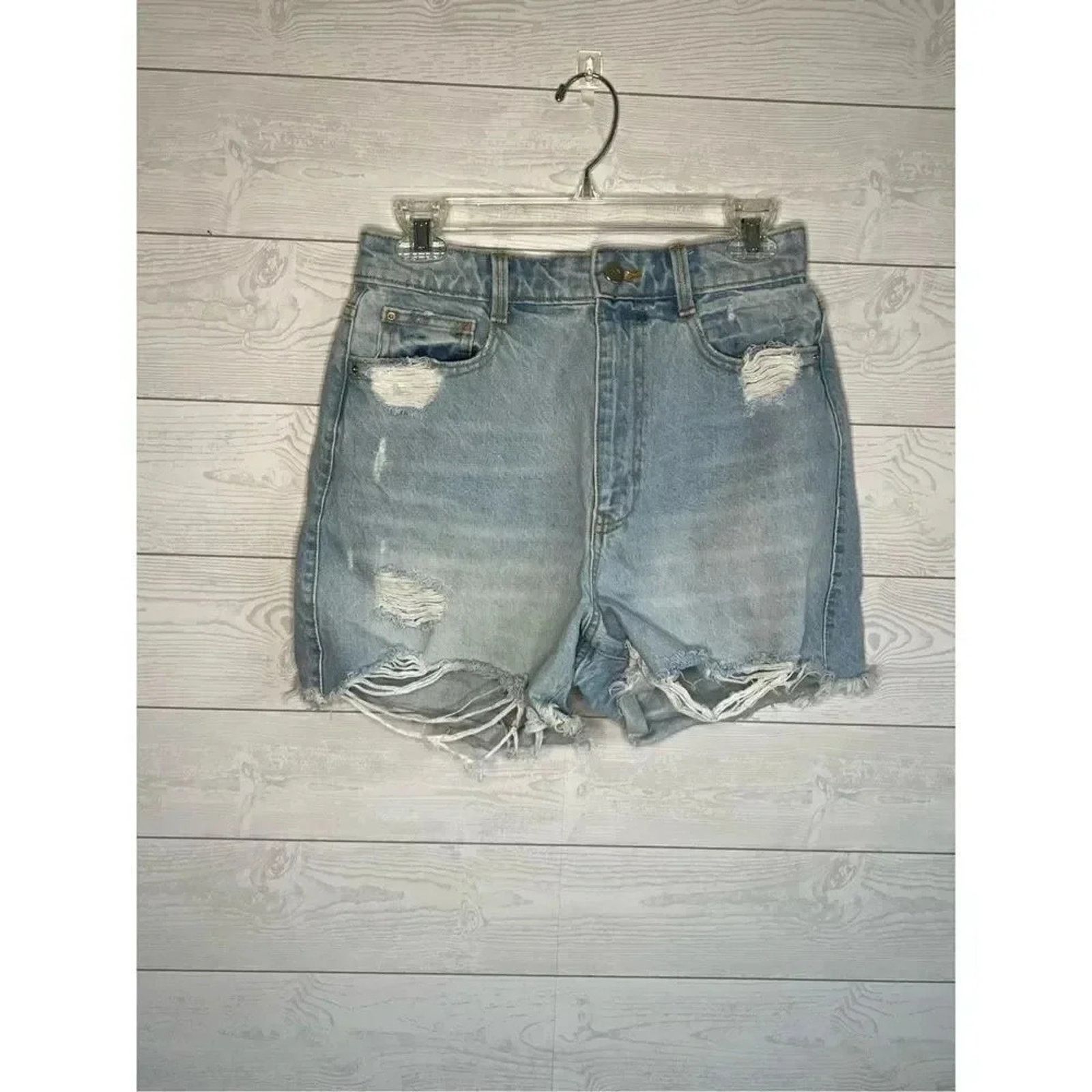 Zara ZARA high waist ripped light wash denim shorts Size 6 Size 28" / US 6 / IT 42 - 1 Thumbnail