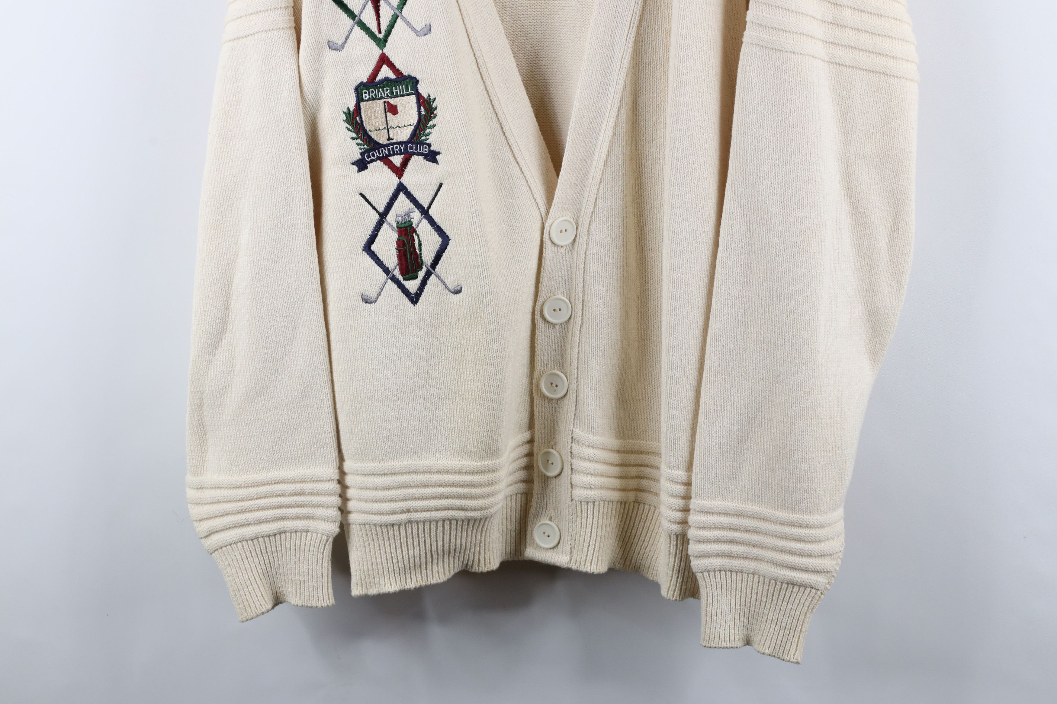 Vintage Vintage 90s Golf Ribbed Knit Cardigan Sweater Cream USA Size US XL / EU 56 / 4 - 3 Thumbnail
