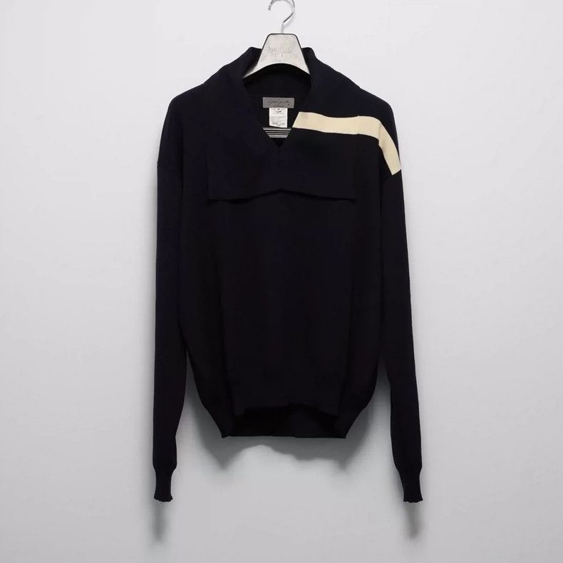 Yohji Yamamoto Yohji Yamamoto 1980ss navy neck wool sweater 2505-Nextarrow Size US M / EU 48-50 / 2 - 1 Thumbnail