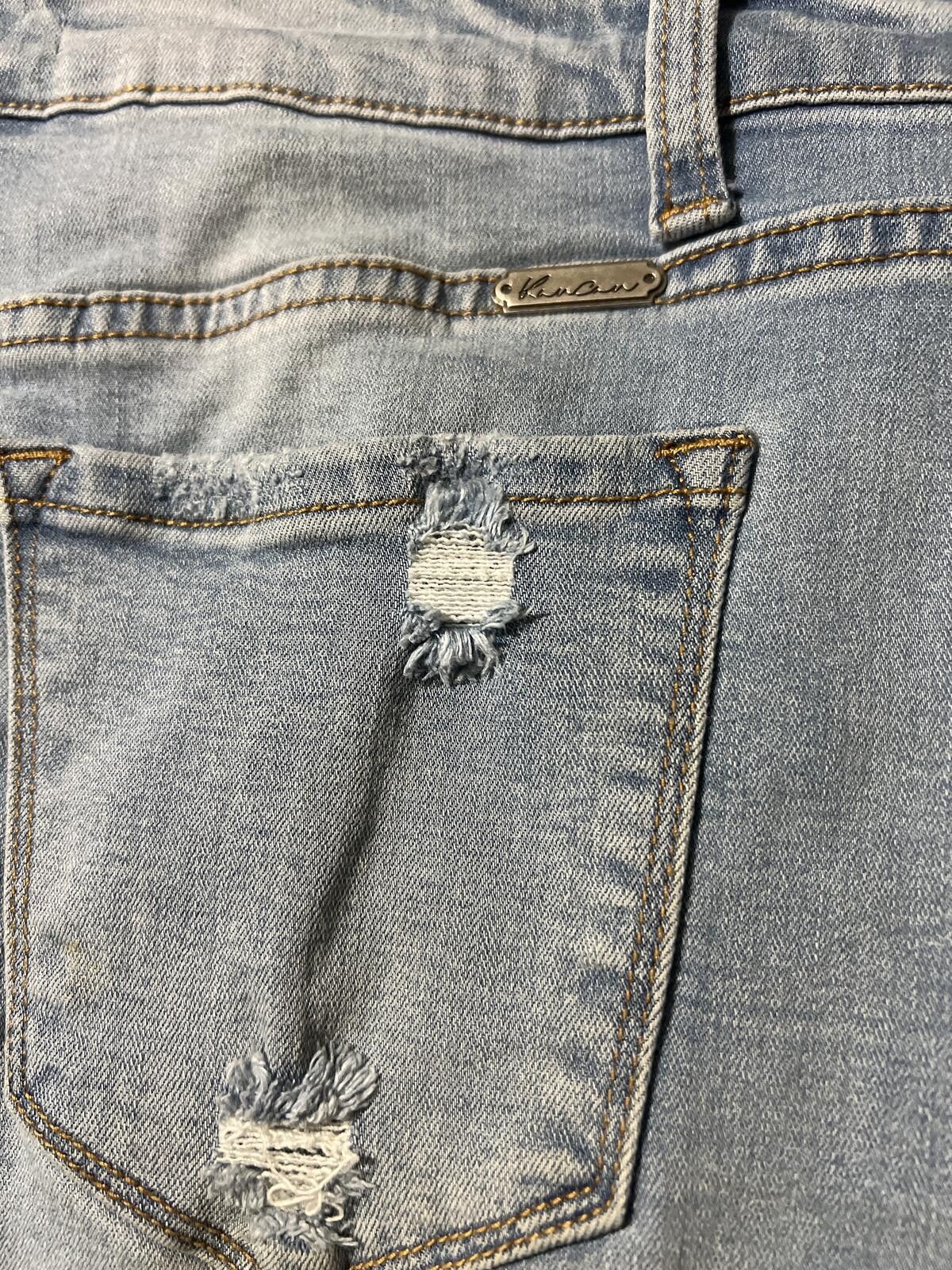 Kancan USA KanCan Light Wash Distressed Denim Mini Skirt L (8-12) Size 36" / US 14 / IT 50 - 6 Thumbnail