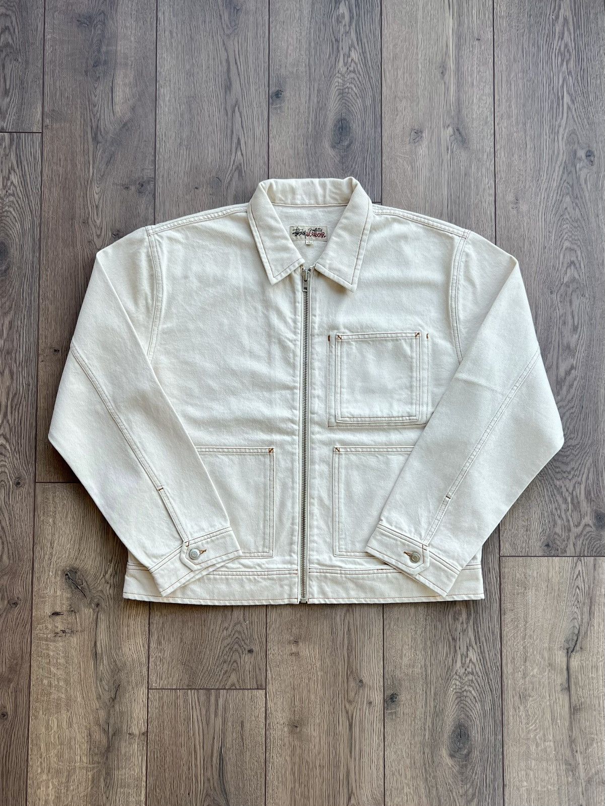 Stussy Stussy Denim Work Jacket Natural Large Size US L / EU 52-54 / 3 - 1 Thumbnail