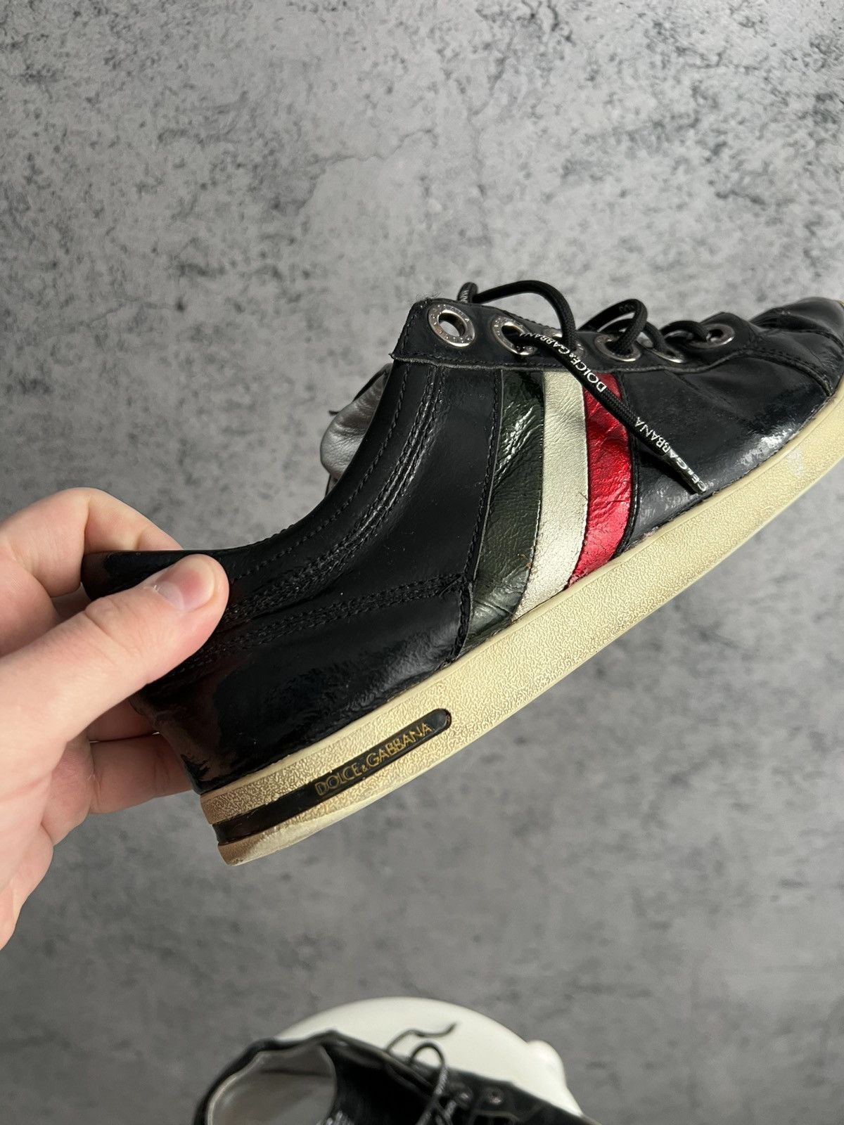Dolce & Gabbana Vintage Dolce&Gabbana Patent Leather Low Top Sneakers DG Y2K Size US 9 / EU 42 - 13 Thumbnail