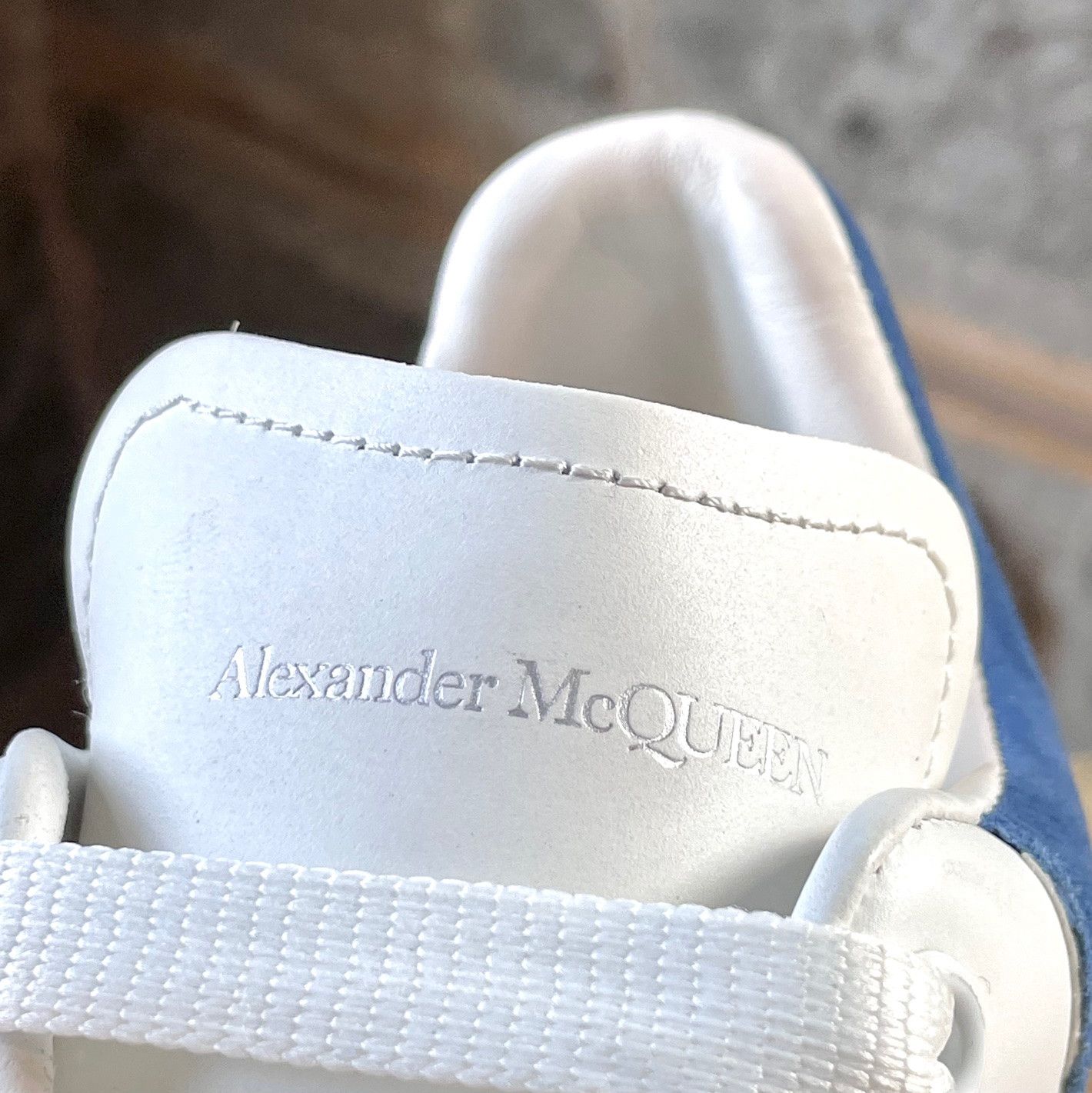 Alexander McQueen Alexander McQueen White Leather Blue Suede Sneakers Size US 9.5 / IT 39.5 - 8 Thumbnail