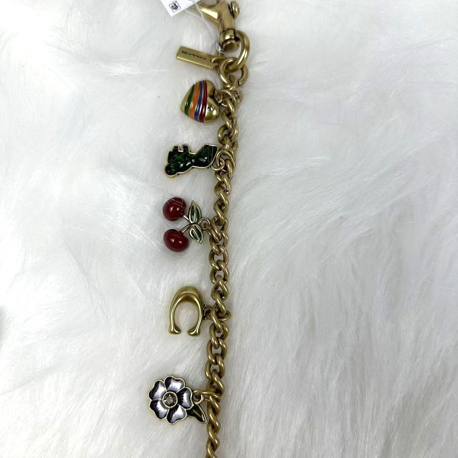Coach Coach Motif Chain Bag Charm Metal/Brass/Multi Heart Cherry C Size ONE SIZE - 2 Thumbnail