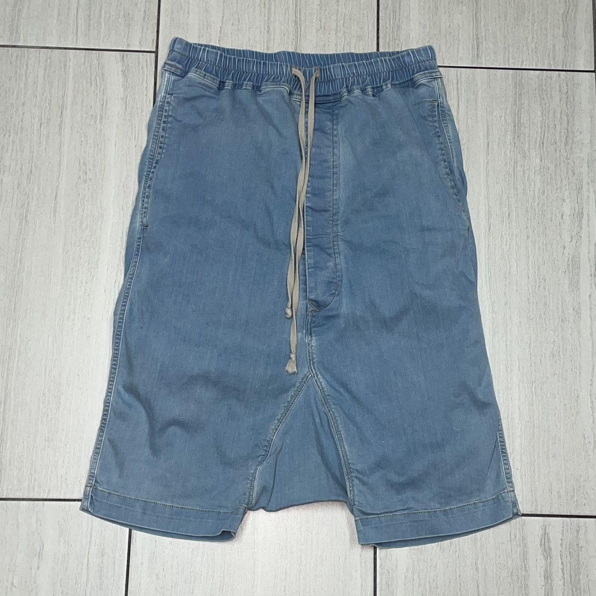 Rick Owens Shorts Soft Blue Drop Crotch