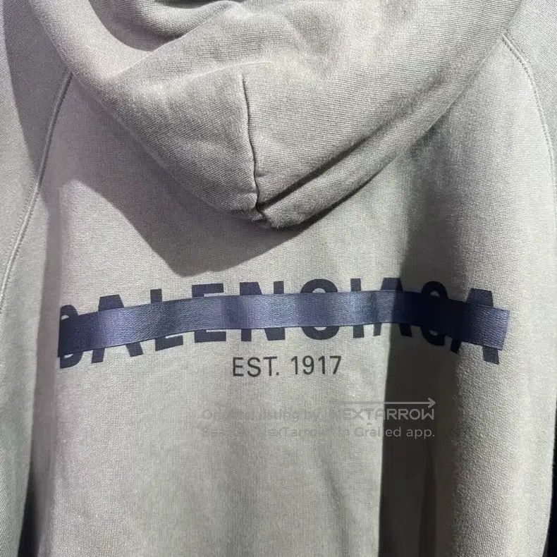 Balenciaga Balenciaga Olive Green Hoodie with Shielded Lines Size US L / EU 52-54 / 3 - 6 Thumbnail