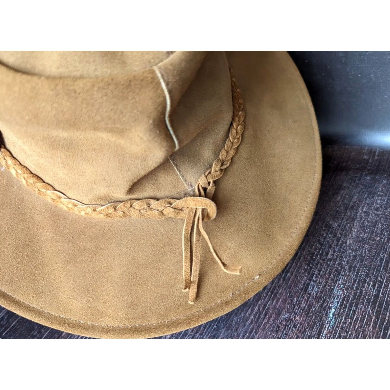 Vintage Oxford Blue Leather Cowboy Hat Australia Brown Size L Men Hat Leather Brown Cowboy Oxford Blue Australia L Mens Size ONE SIZE - 4 Thumbnail