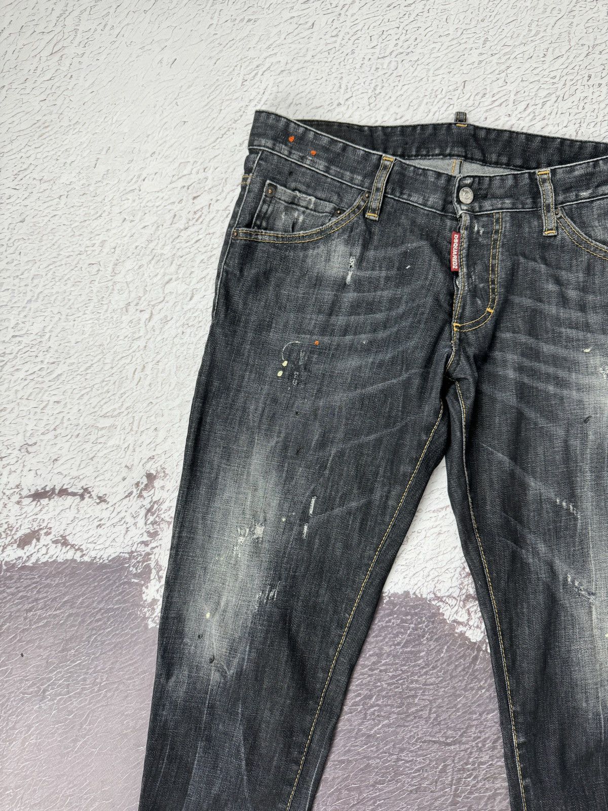 Dsquared2 Dsquared2 black distressed faded painted cropped jeans skiny Size US 34 / EU 50 - 6 Thumbnail
