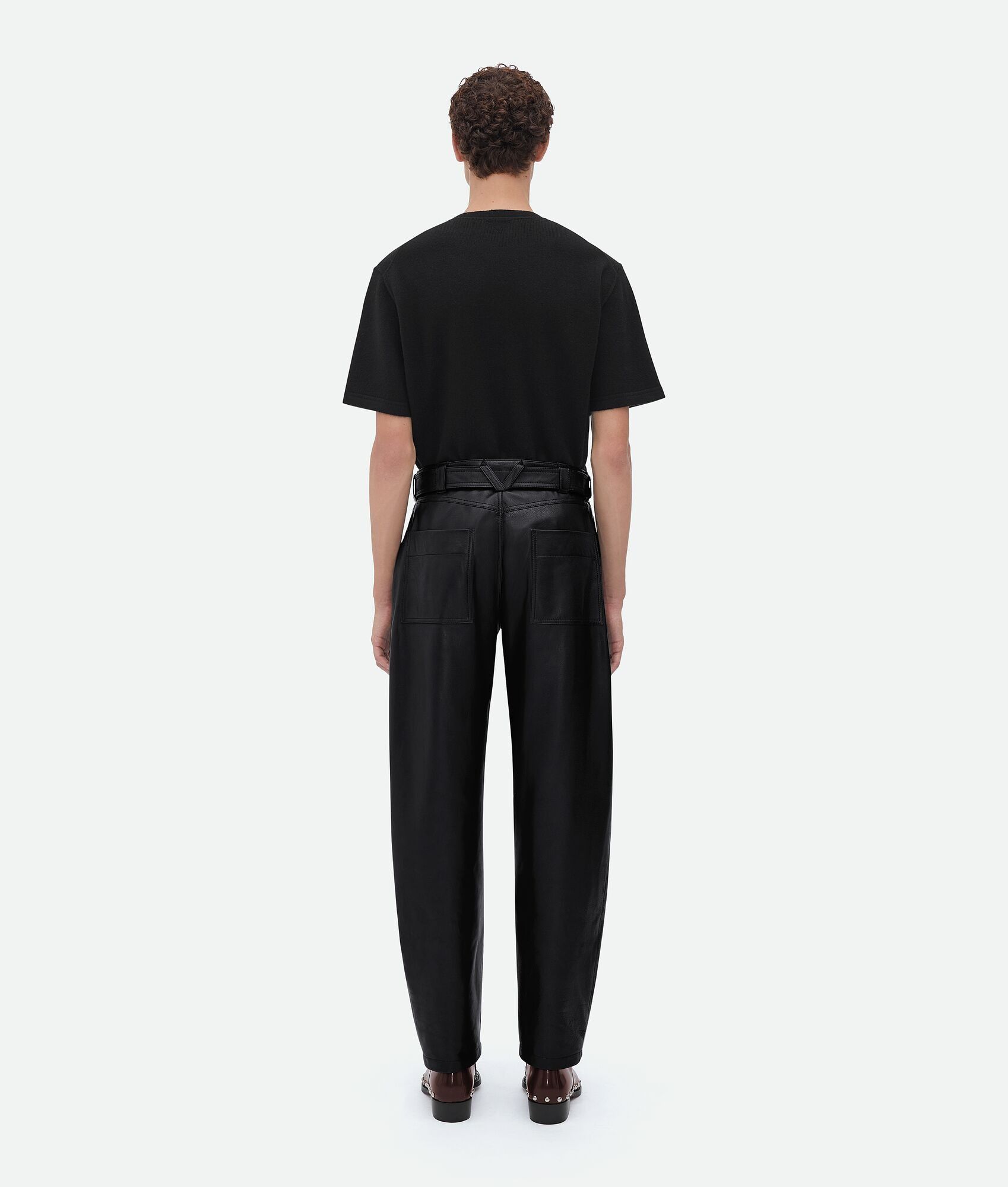 Bottega Veneta o1n1vont0325 Belted Leather Pant in Black Size US 32 / EU 48 - 3 Thumbnail