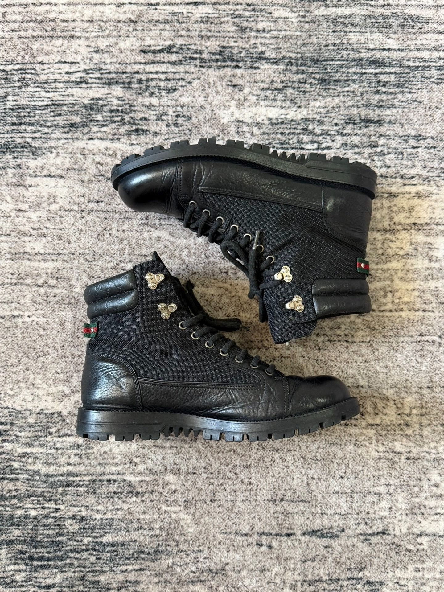 Gucci Gucci Black Leather Hiking Boots Size US 8 / EU 41 - 1 Thumbnail