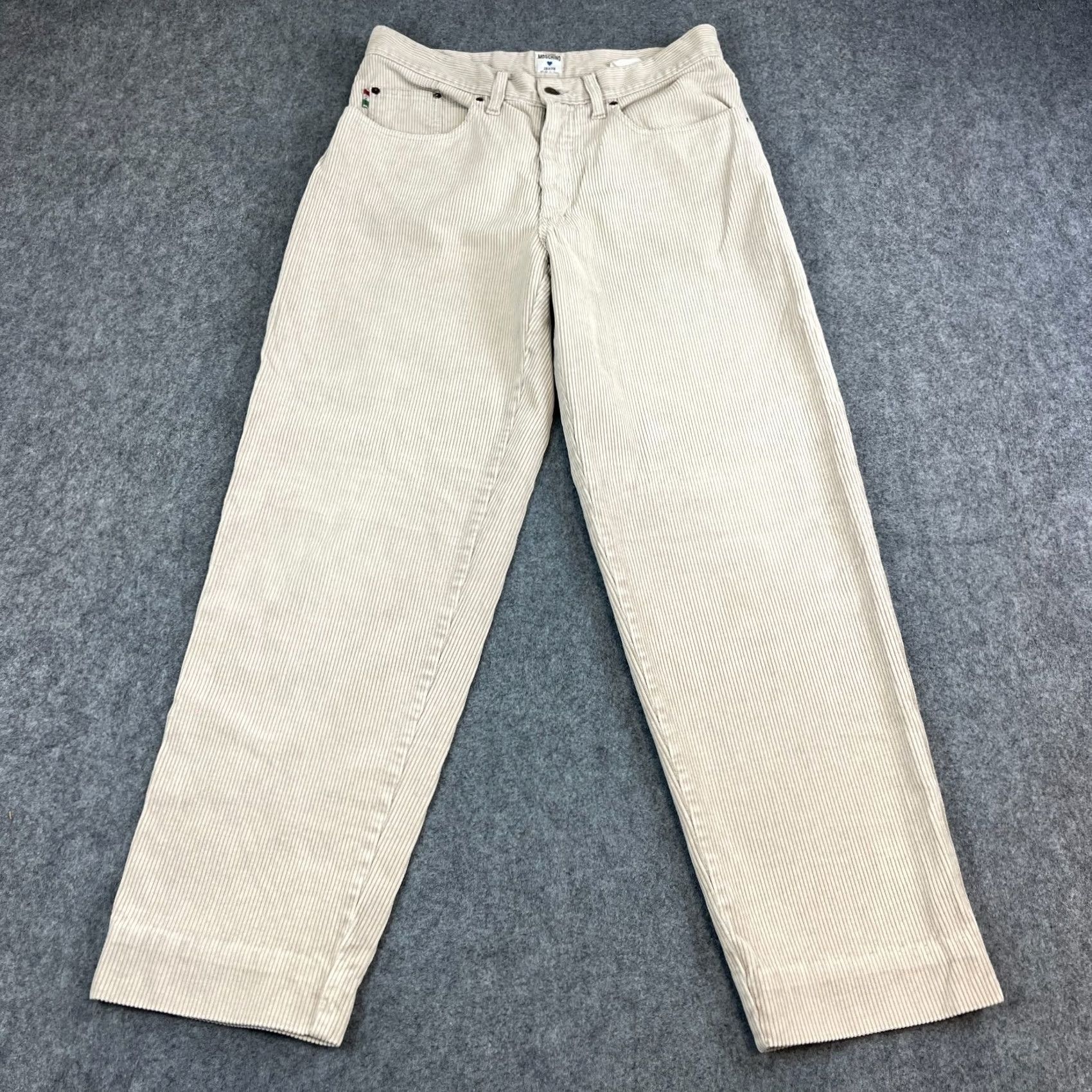 Moschino VINTAGE Moschino Jeans Corduroy Tapered 32 30 Cream Italy Made Mens Five-Pocket Design Cotton Size US 32 / EU 48 - 2 Thumbnail