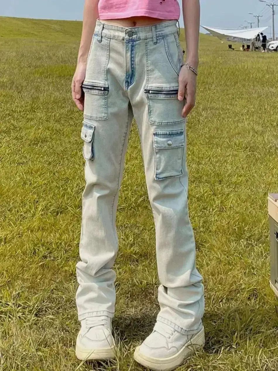Japanese Brand Retro Multi Pocket Zipper Split Jeans Size US 32 / EU 48 - 2 Thumbnail