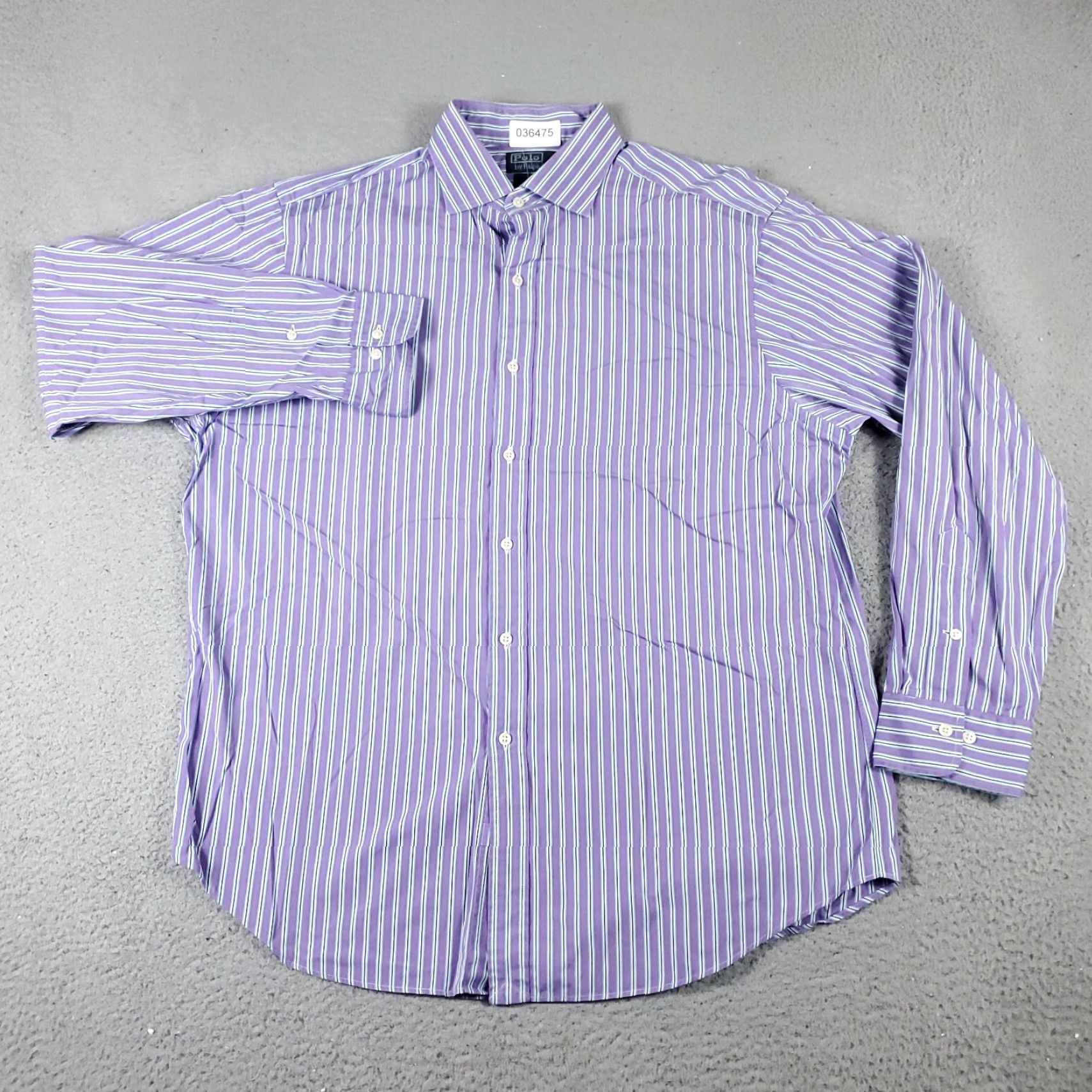 Ralph Lauren Ralph Lauren Dress Shirt Mens 17 Purple Striped Long Sleeve Button Down Classic Size 46R - 2 Thumbnail