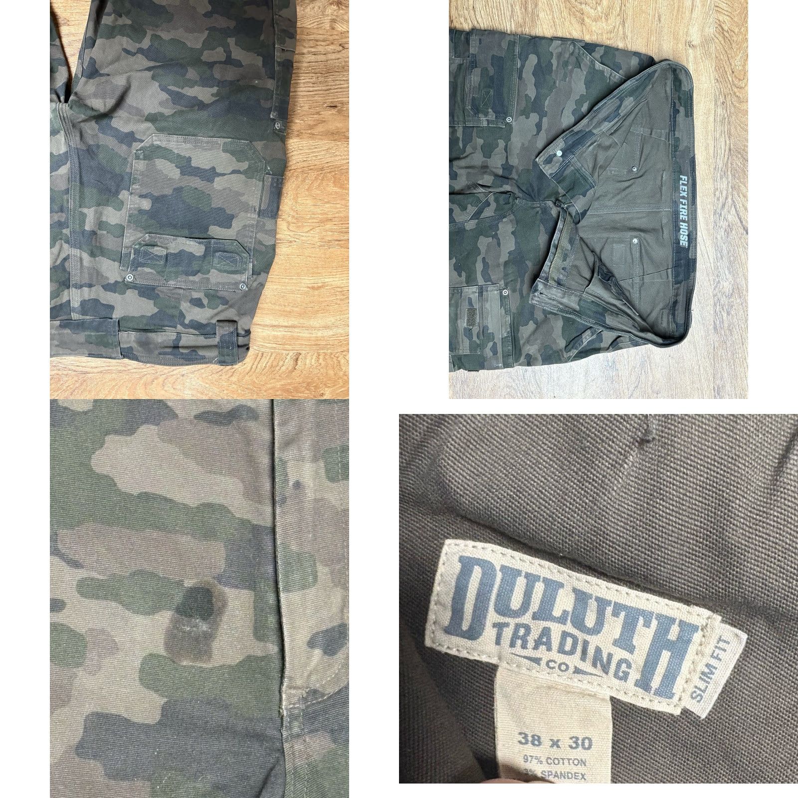 CO Duluth Trading Co Flex Fire Hose Pants Men 38x30 Camo Slim Fit Cargo Workwear Shirtless? Size US 38 / EU 54 - 8 Thumbnail