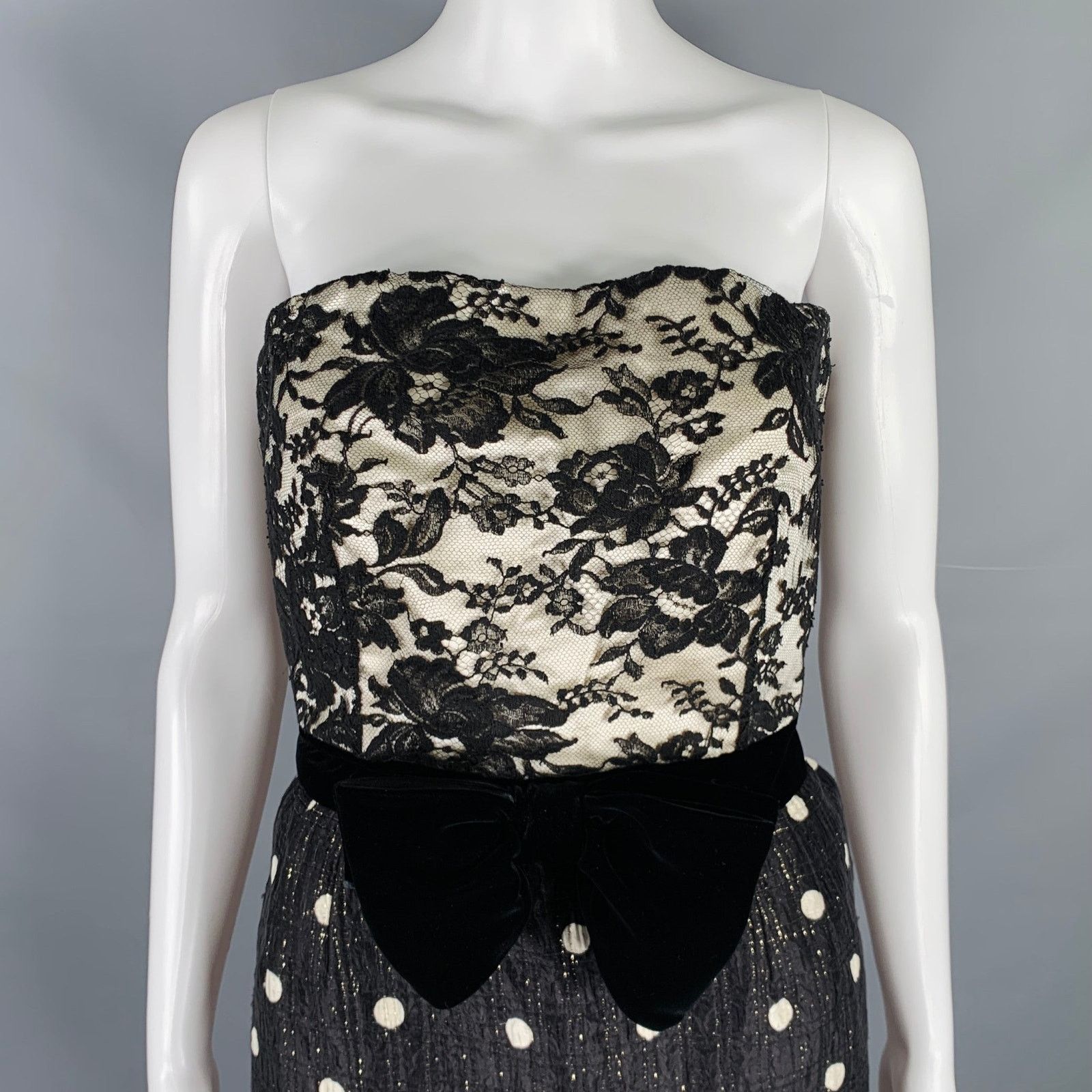 Valentino Size M Black White Polka Dot Strapless Dress Jacket Set Size M / US 6-8 / IT 42-44 - 6 Thumbnail