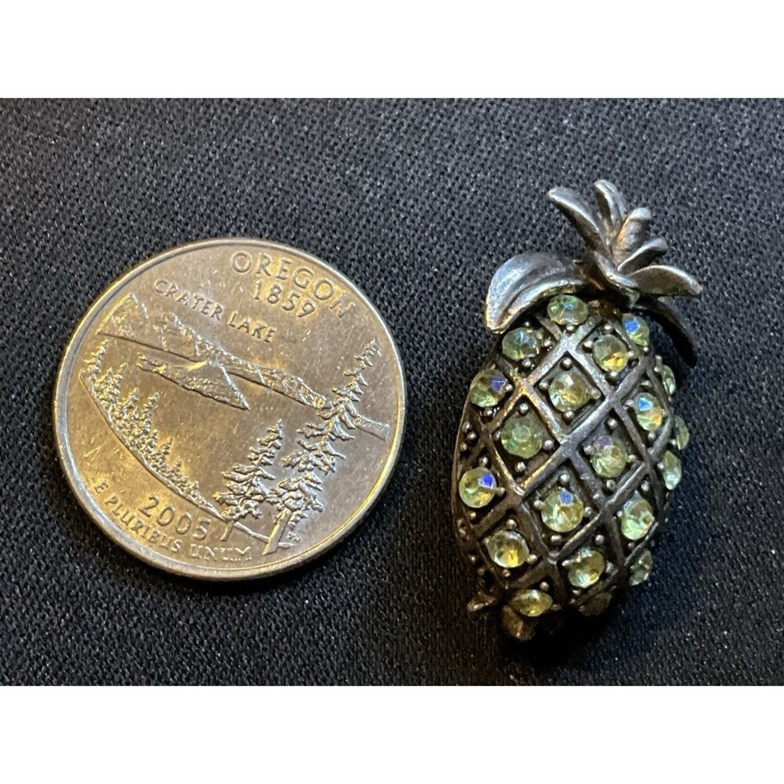 Other 925 Sterling Silver Tested A/B Rhinestone Pineapple Brooch Size ONE SIZE - 3 Thumbnail