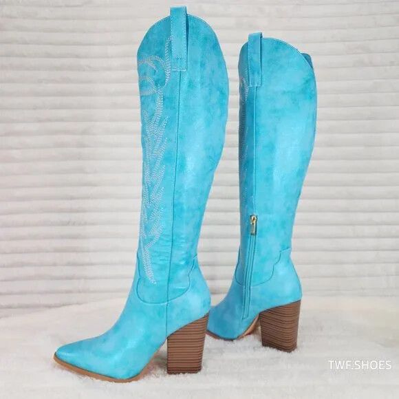 Other So Me Cruising Brushed Metallic Western Cowgirl Knee Boots T Size US 8 / IT 38 - 2 Thumbnail