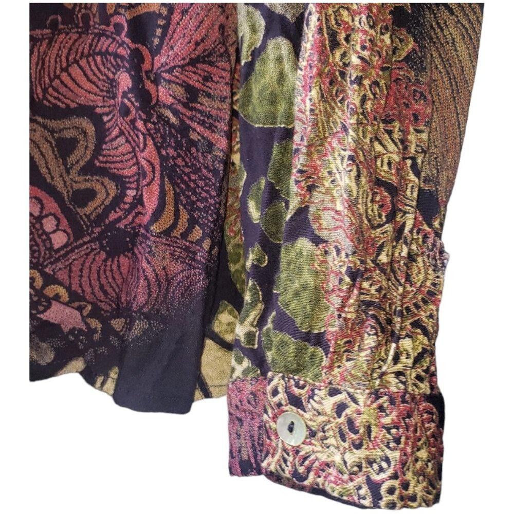 Designer CT1577 Ethyl Pleated Front Floral Long Sleeve Top M Size M / US 6-8 / IT 42-44 - 4 Thumbnail