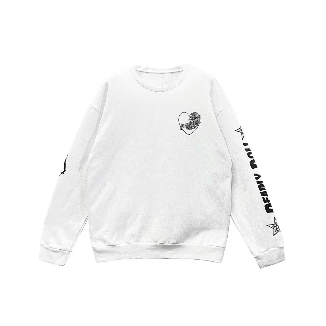 image of Chrome Hearts Chorme Hearts Deadly Doll Vine Hearts Sweatshirt in White, Men's (Size XL)