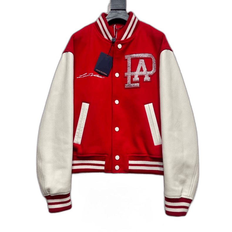 Louis Vuitton Louis Vuitton Red Baseball Jacket with Diamonds-2506 Size US L / EU 52-54 / 3 - 1 Thumbnail