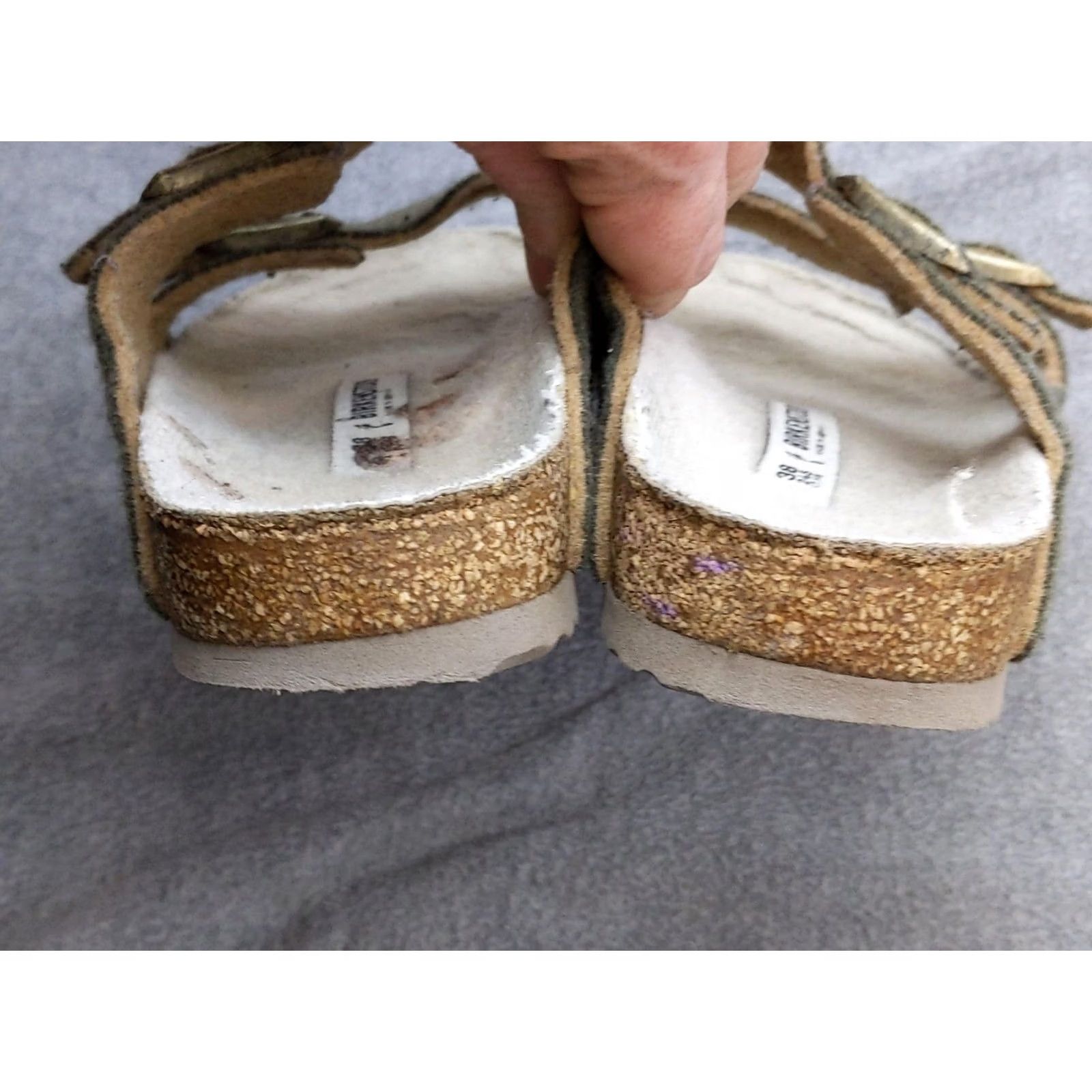 Birkenstock Birkenstock Arizona Sandals Womens 7 38 Green Wool Slide Cork Footbed Germany Arch Support Buckle Size US 7 / IT 37 - 4 Thumbnail