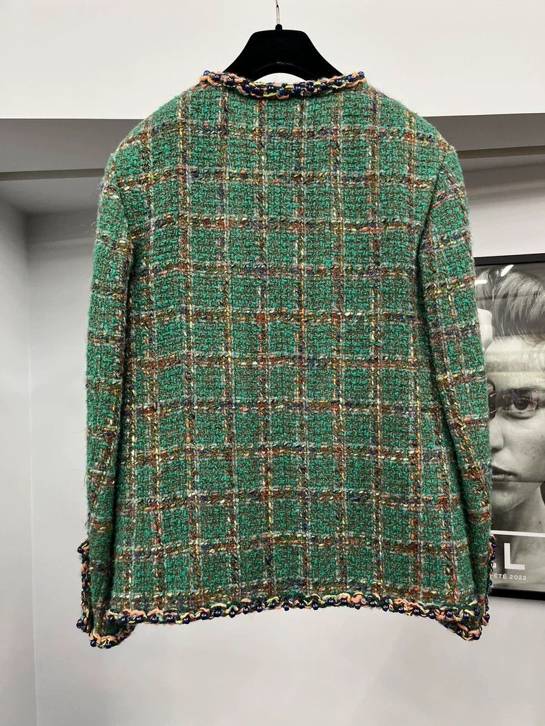 Chanel Chanel Dakar Series Green Rolled Edge Studded Jacket Size XXS / US 00 / IT 34 - 3 Thumbnail
