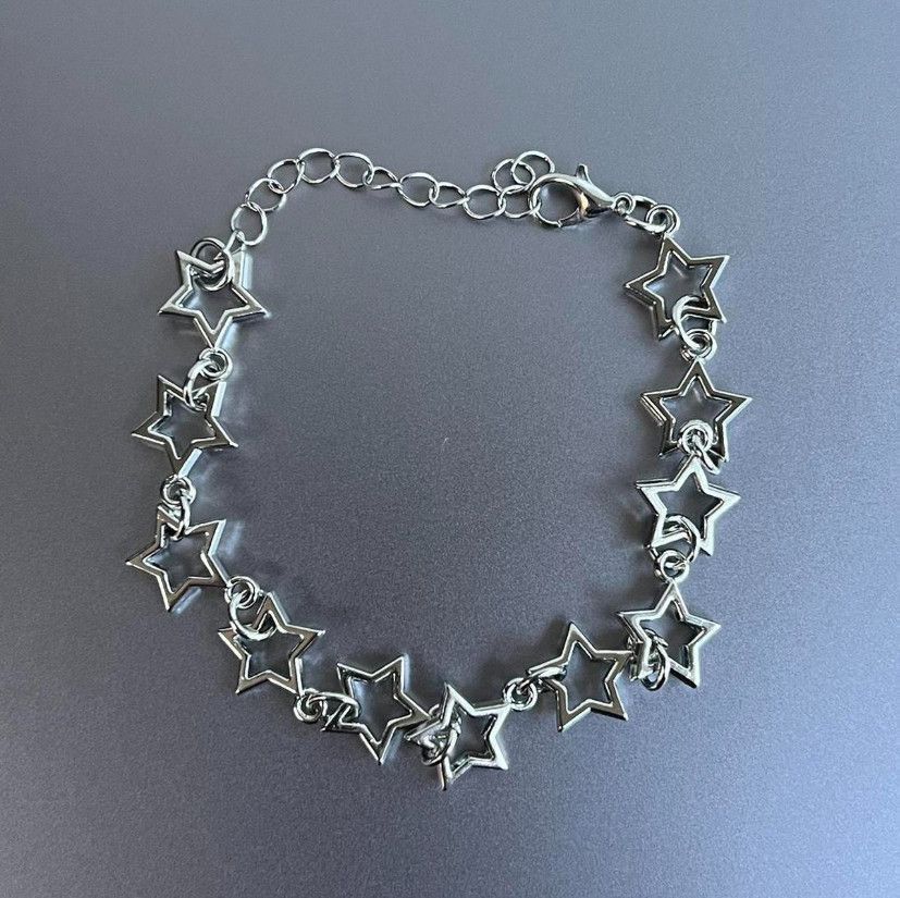 Jewelry y2k 2000s star stacked cute goth grunge silver bracelet Size ONE SIZE - 3 Thumbnail