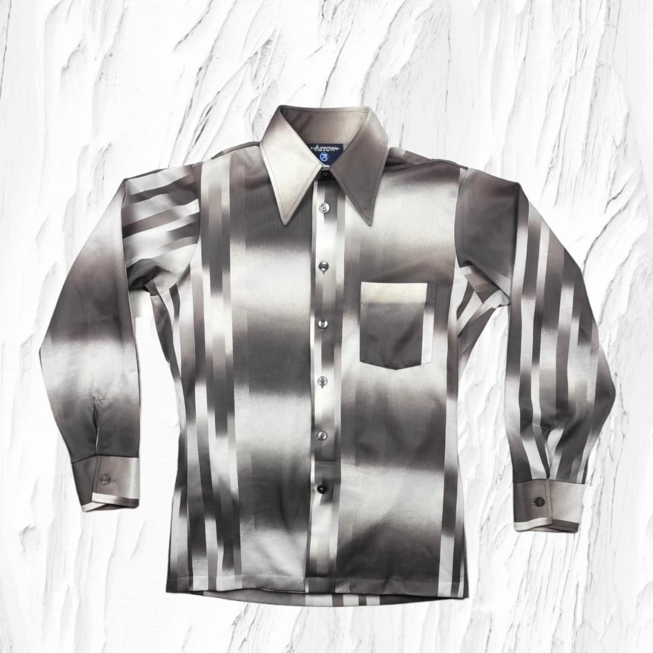 Vintage Vintage Gray 80's style funky shirt with big collar Size US L / EU 52-54 / 3 - 2 Thumbnail