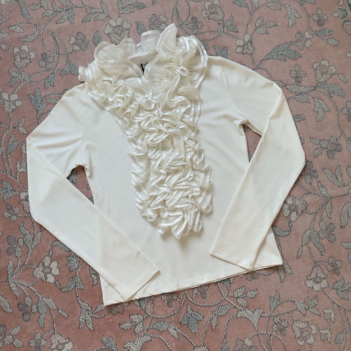 Other Vintage Y2K Off White Ruffle Blouse (S–L) Size L / US 10 / IT 46 - 9 Thumbnail