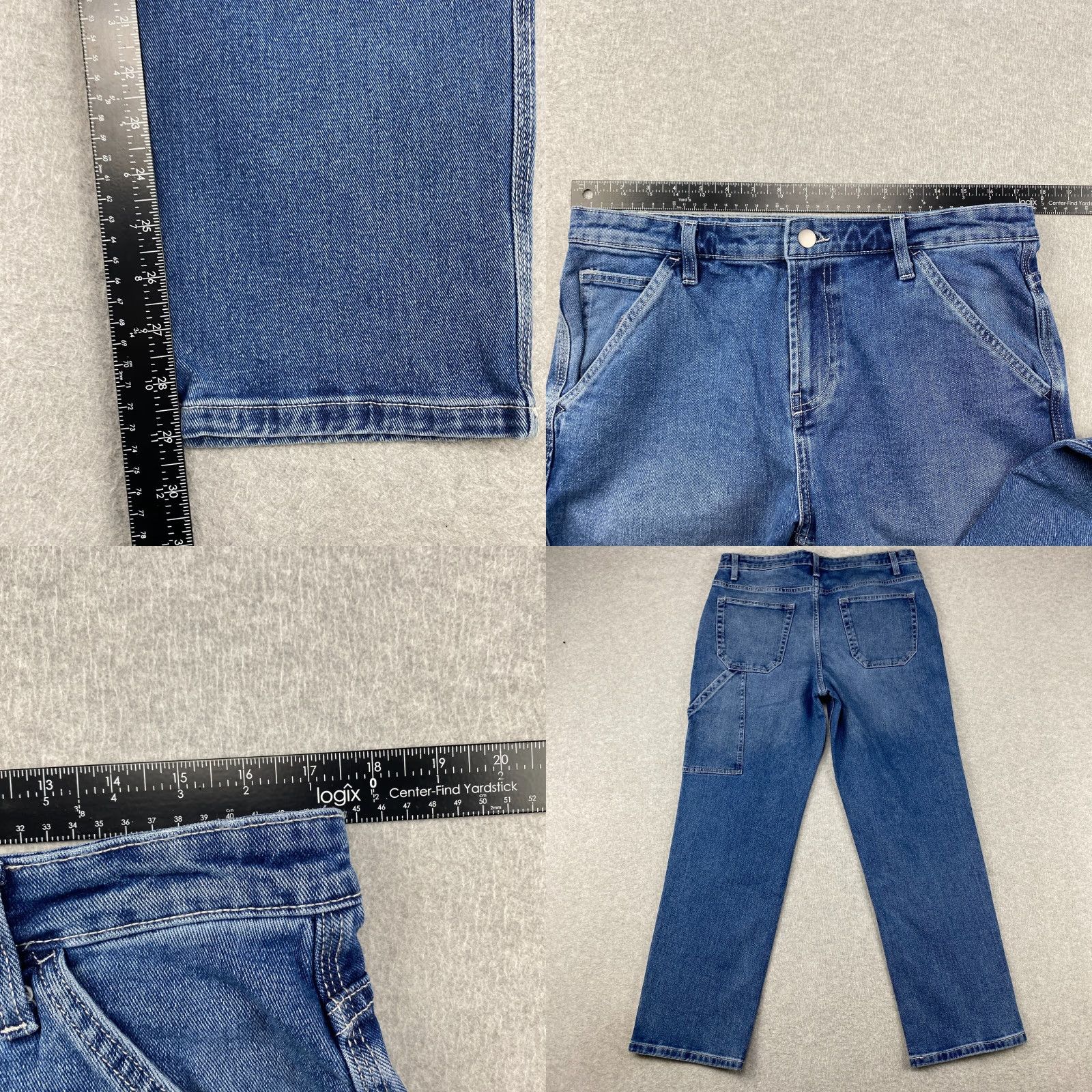 Essentials Amazon Jeans Mens 33X30 Blue Straight Leg Pockets Slimming Stretch 5-Pocket Design Regular Denim Size US 33 - 8 Thumbnail