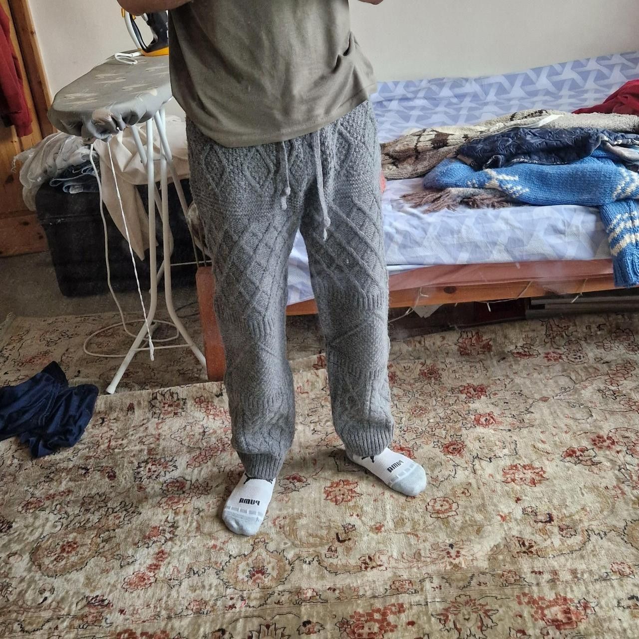 Snow Peak Mens snow peak acrylic wool blend cable knit grey trousers Size US 32 / EU 48 - 8 Thumbnail