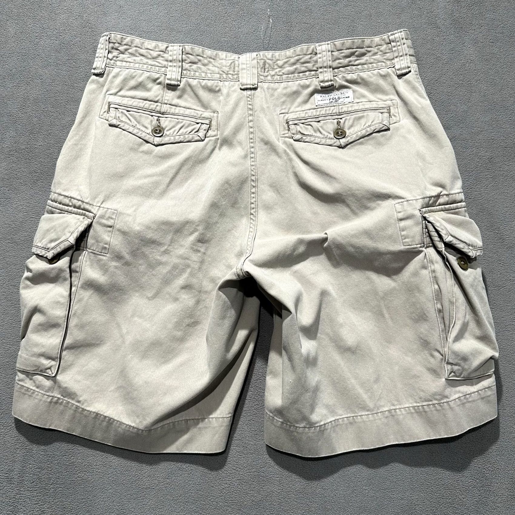 Polo Ralph Lauren Polo Ralph Lauren Shorts Mens 36 Beige Cotton Chunky Twill Cargo Pocket GUC Size US XL / EU 56 / 4 - 2 Thumbnail