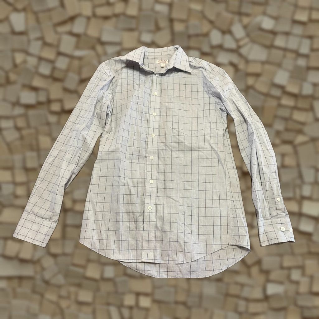 Merona Merona Shirt Mens Small 14-14.5 Gray White Check Button Up Long Sleeve Casual Size US S / EU 44-46 / 1 - 1 Thumbnail