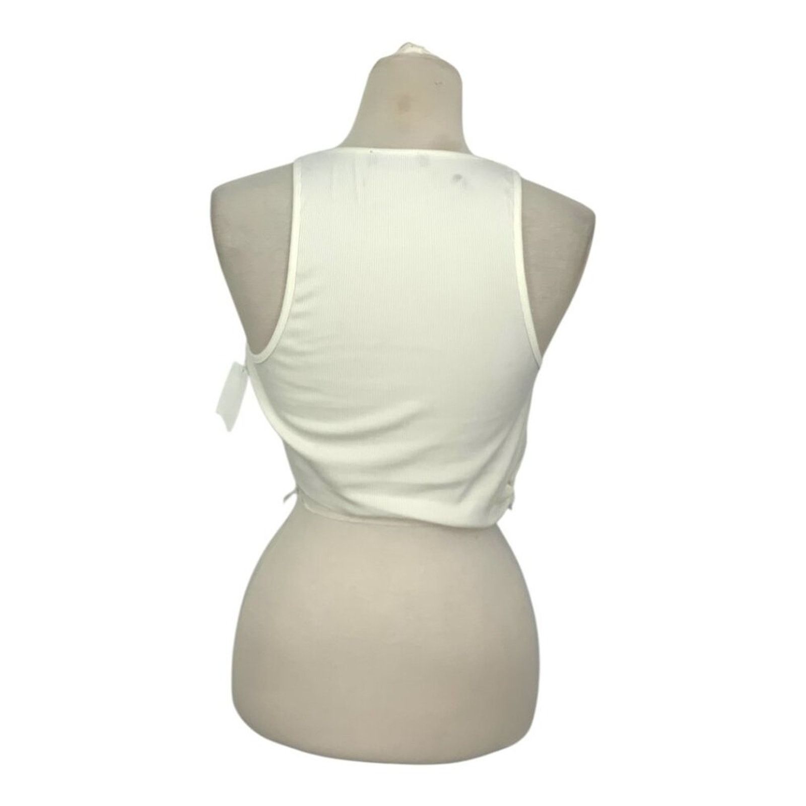 Other Naked Wardrobe Knotted Crop Top White Sz Large NWOT $42 MSRP Size L / US 10 / IT 46 - 8 Thumbnail