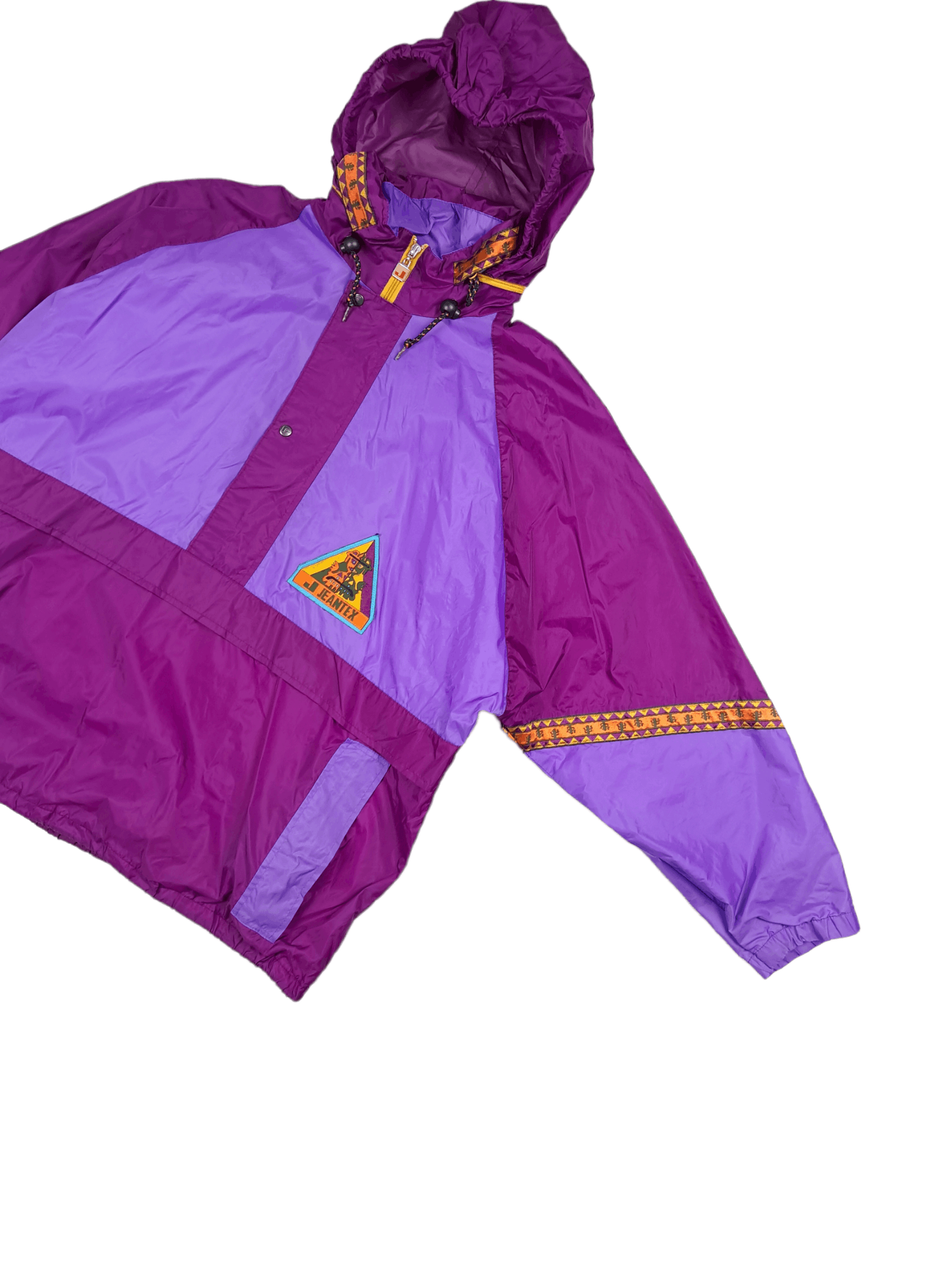 Vintage 💎 90s Jeantex Aztec All Over Print Anorak Jacket Retro Size US XL / EU 56 / 4 - 4 Thumbnail