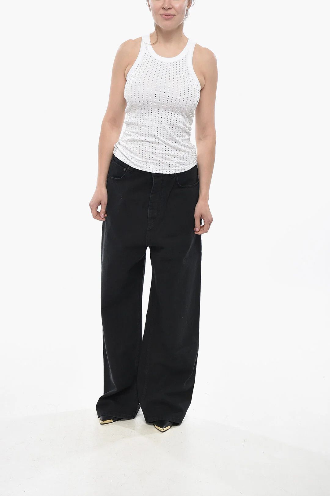 The Attico og1mm0426 Cotton Tank Top in White Size XS / US 0-2 / IT 36-38 - 4 Thumbnail