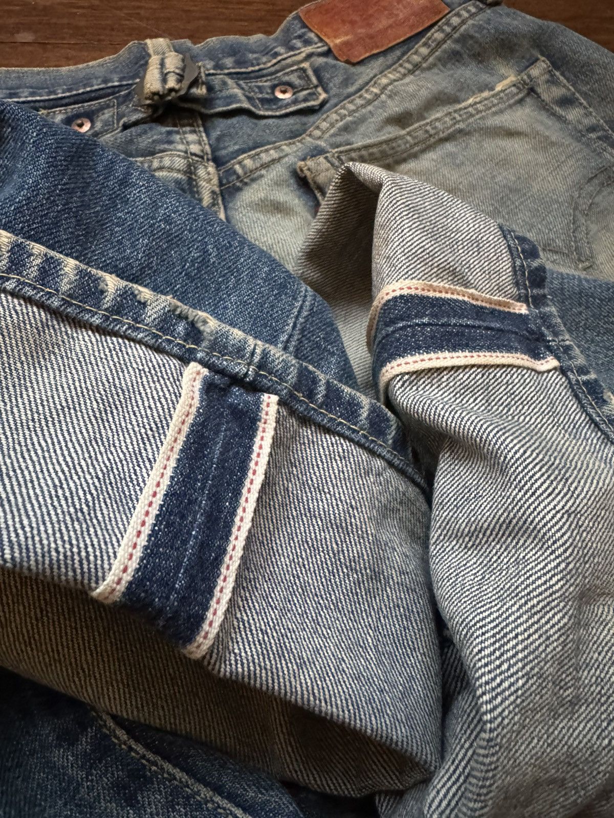 Levi's VINTAGE LEVI'S 702-XX BIG E DISTRESSED SELVEDGE JEANS Size US 31 - 15 Thumbnail