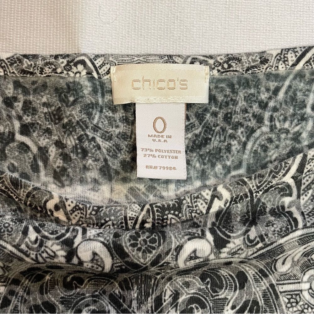 Chicos Chico's Black White Print 3/4 Sleeve Top Size 0 US S Size S / US 4 / IT 40 - 6 Thumbnail