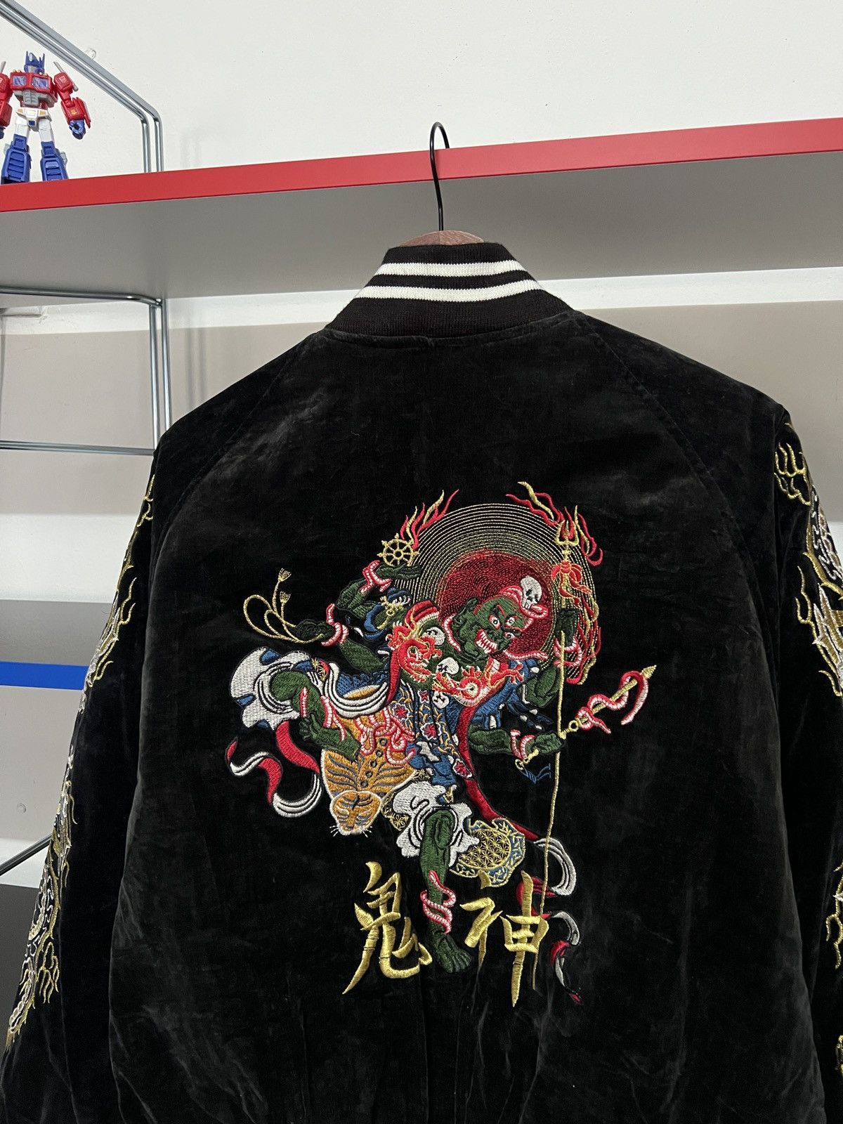 Japanese Brand Velvet Sukajan Souvenir Jacket 80s Fujin Raijin Embroidery Size US M / EU 48-50 / 2 - 7 Thumbnail