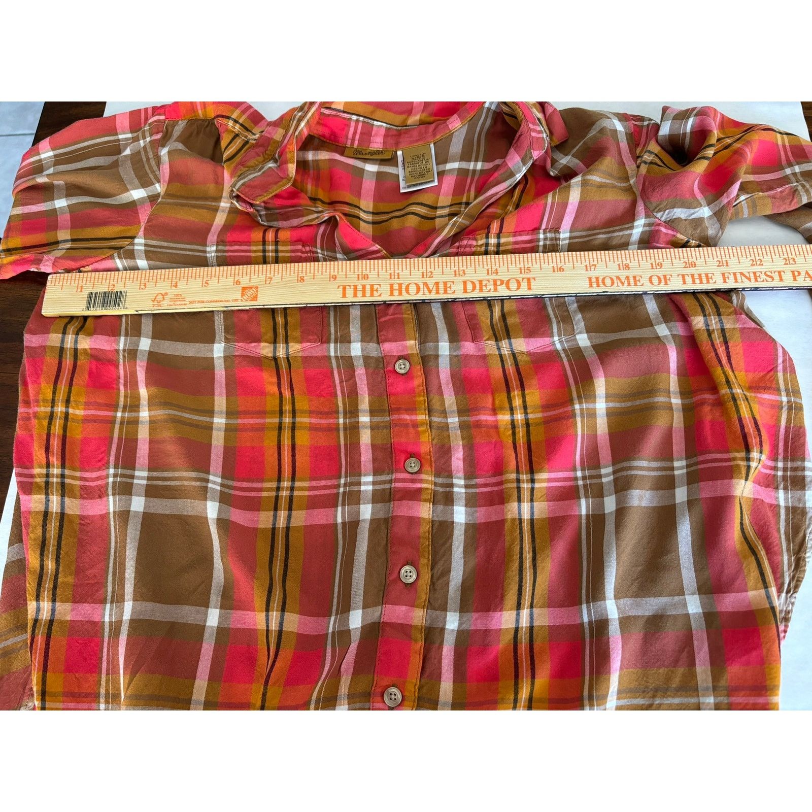 Wrangler Wrangler Womens Orange Plaid Button Down Shirt Size Large Size L / US 10 / IT 46 - 4 Thumbnail