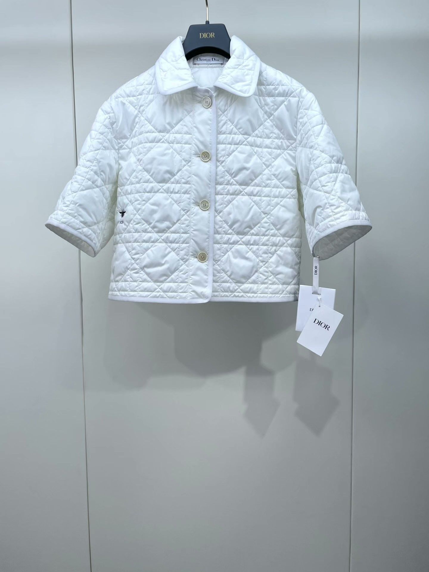 Dior Dior Cannage Quilted Short-Sleeve Coat Size XS / US 0-2 / IT 36-38 - 1 Thumbnail