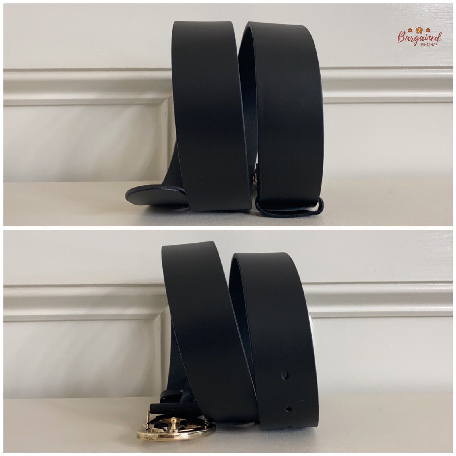 Gucci Gucci Black Leather Interlocking G Heart Gold Buckle Belt Size 34 - 3 Thumbnail