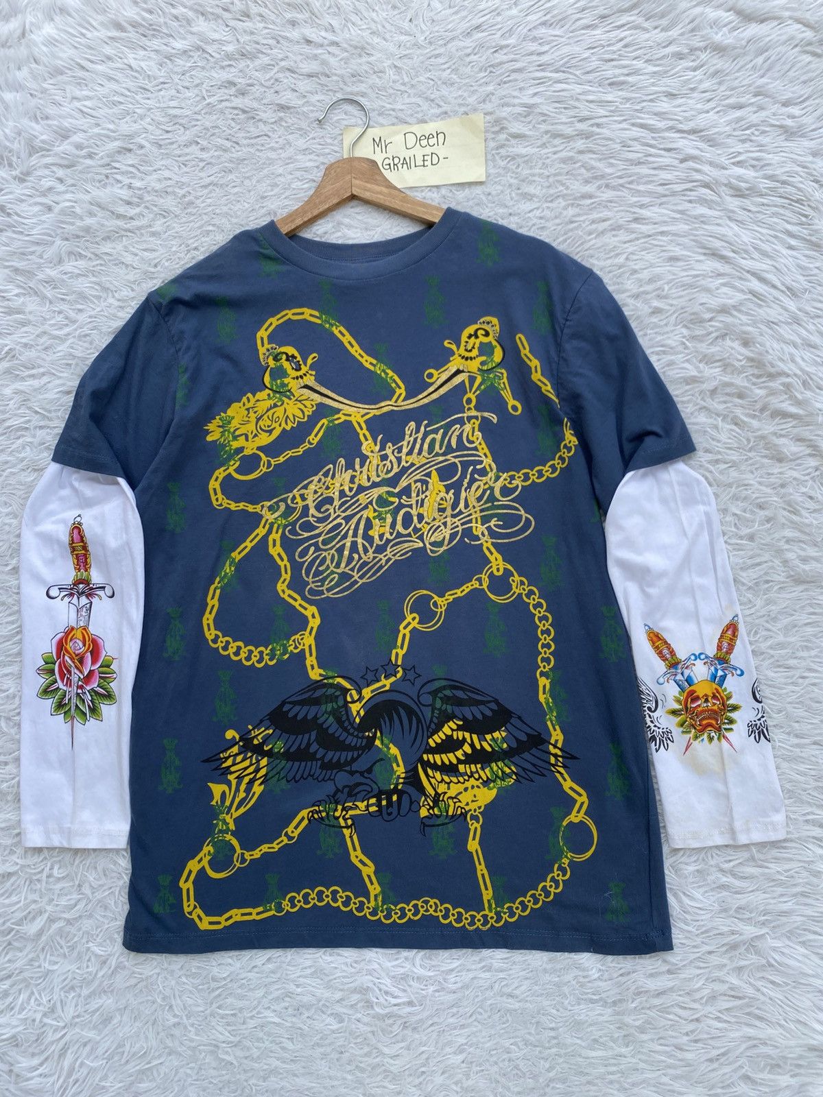 Christian Audigier Christian Audigier Men's M Long Sleeve Graphic Skull Tee Size US M / EU 48-50 / 2 - 4 Thumbnail