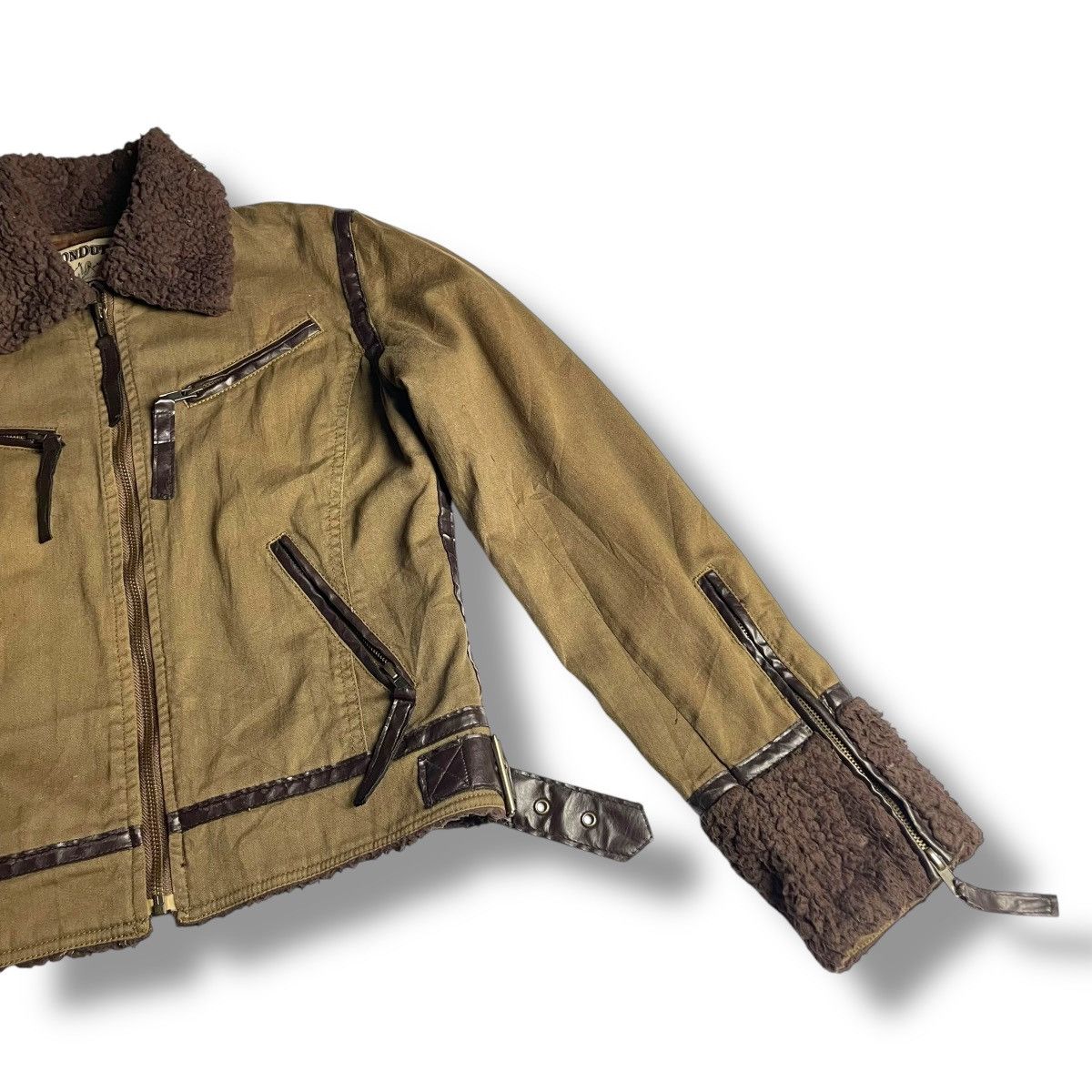 Von Dutch 🇯🇵 VINTAGE VON DUTCH COTTON + LEATHER FUR PUNK CROP JACKET Size L / US 10 / IT 46 - 5 Thumbnail
