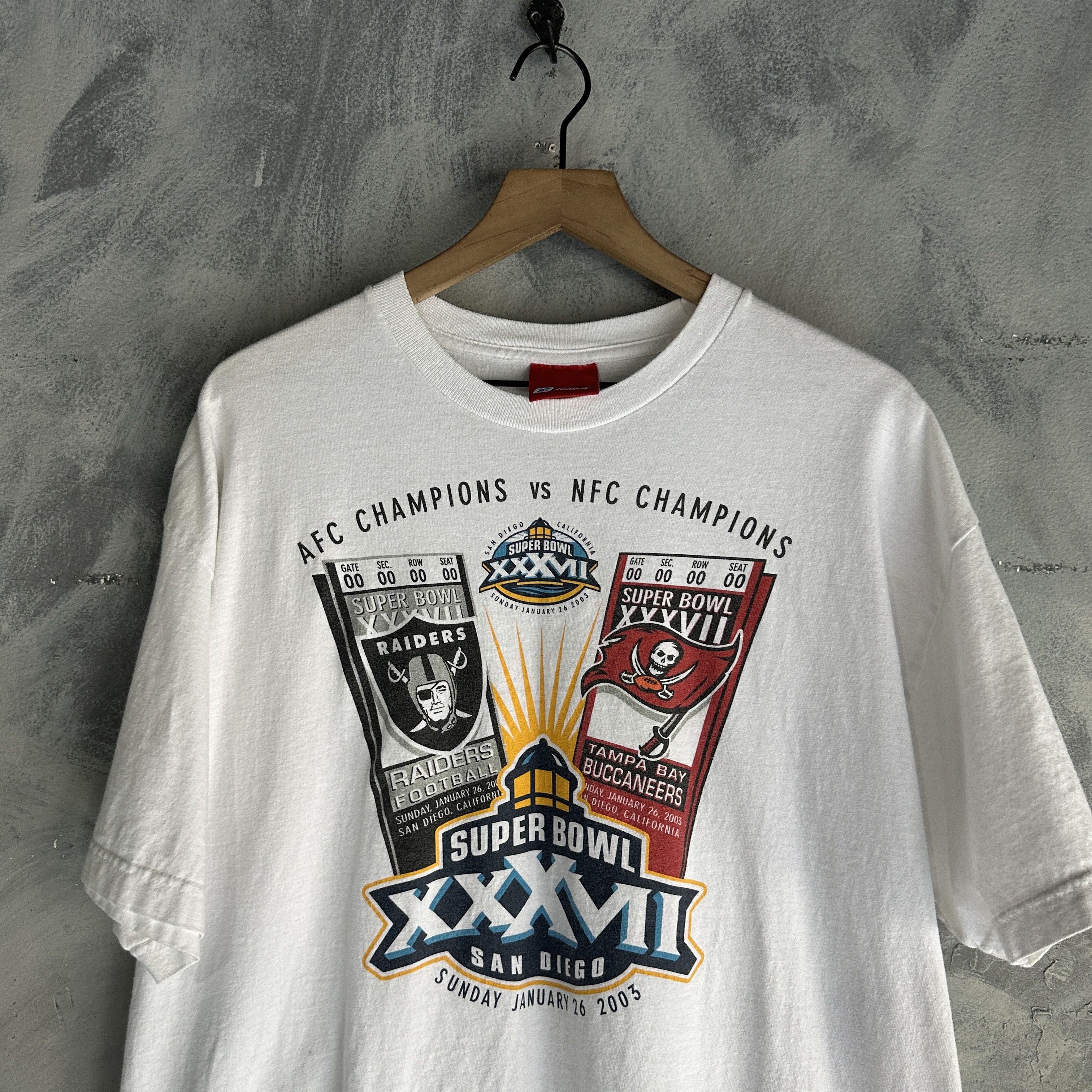 Reebok Vtg Superbowl Raiders Buccaneers T-Shirt XXXVII San Diego Size US XL / EU 56 / 4 - 2 Thumbnail